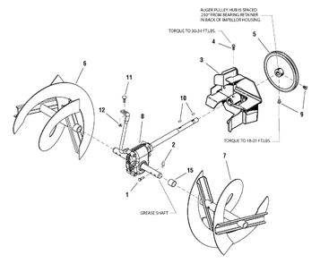 Auger Drive Group - 28", 30" And 32" Diagram and Parts List for 1695000-ST1130S 2006 Briggs and Stratton Snow Blower